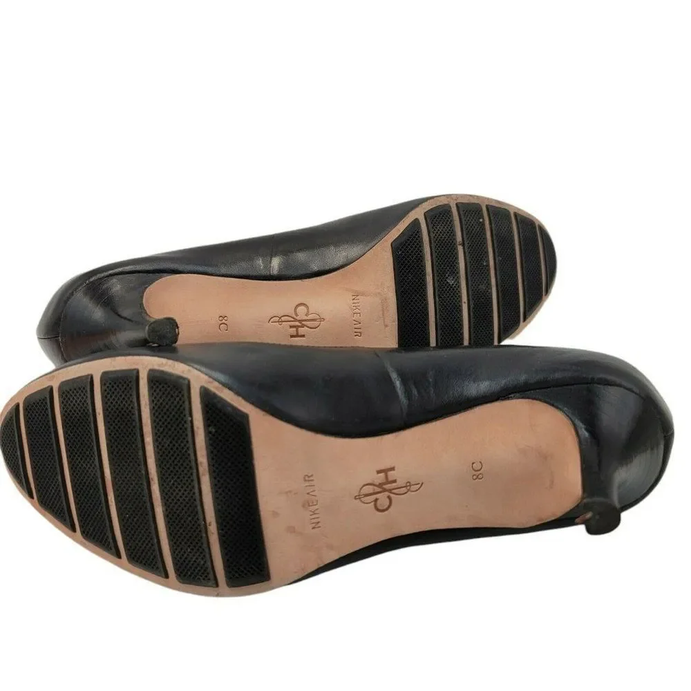 Cole Haan Air Black Leather Heels Slip On Shoes 8 C